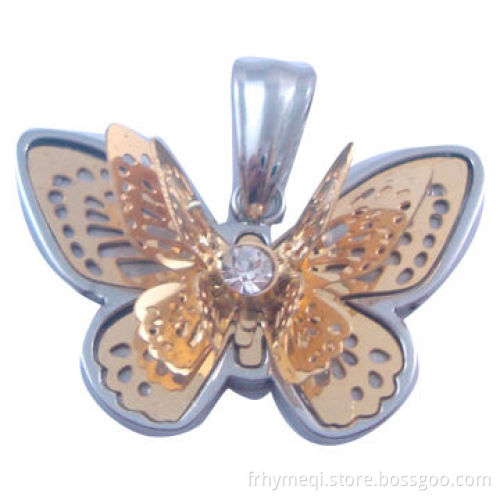Gold-plated butterfly stainless steel pendant